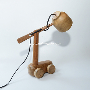 Lampe de chevet LED en bois de style moderne, forme unique personnalisée, naturelle, décorative, alimentation électrique, pour chambre à coucher - Product Image 2