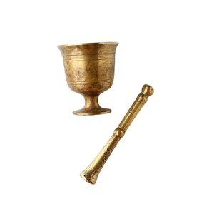 Molinillo y trituradora de forma redonda de diseño clásico, mortero y Maja de latón de Color dorado para uso en cocina de restaurante - Product Image 3