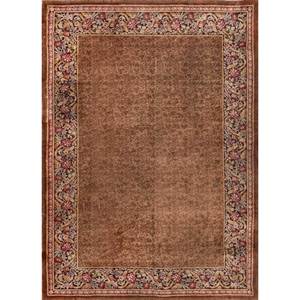 พรมขนสัตว์ถักมือลายดอกไม้สีเบจน้ำตาลสไตล์โบโฮสำหรับบ้าน ขนาด 9x12 ฟุต รูปทรงสี่เหลี่ยมผืนผ้า พรมห้องนั่งเล่น หนา 10 มม. รุ่น Pae-5954 - Product Image 1