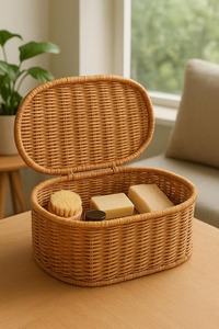Panier de rangement en rotin naturel tissé à la main, moderne, multifonctionnel et écologique, pour l'organisation de la maison, étagères de cuisine, vente chaude - Product Image 2