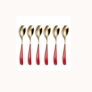 Ensemble de couverts modernes de haute qualité en argent royal poli avec une poignée longue et épaisse en rose foncé - Product Image 5