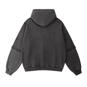Sweat à capuche pour homme en coton 100% avec logo personnalisé brodé, sweat à capuche zippé lourd, style streetwear pour l'hiver, matière polaire thermique - Product Image 4