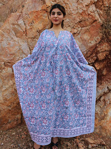 Eco-friendly 100% Cotton Hand Block Printed <b>Kaftan</b> Comfortable Elegant Floral Print Elegant Border Casual <b>Indian</b> Clothing <b>Kaftan</b> - Product Image 4