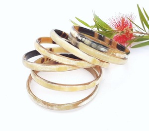 Handmade Natural Buffalo Horn Flower Pattern Christian <b>Charm</b> <b>Bracelet</b> Bangle Set Unique Skinny Bangles Tribal Jewelry Fashion - Product Image 1