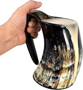 Authentic Eco-Friendly Viking Horn <b>Mug</b> Handmade Buffalo Horn Food Grade Medieval Style Religious Feng Shui Animal Beer <b>Mug</b> - Product Image 1