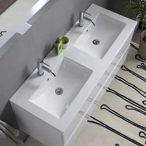 120cm High Gloss White Bathroom Cabinet with Drawers and Double Sink <b>Mirror</b> with Baltimora Lamps Elegant Bathroom <b>Sets</b> - Product Image 3