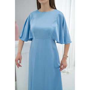 Robe fourreau en satin bleu avec dos lacé, taille naturelle, tissu respirant, disponible en bleu – Vente en gros - Product Image 2