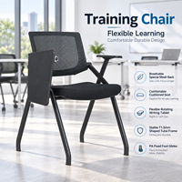 Chaise de formation professionnelle en maille avec tablette d'écriture et coussin confortable pour salle de classe, salle de conférence, centre de formation