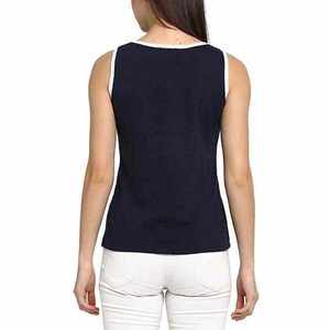 Débardeur en tricot color-block bleu marine pour femme Index Apparel, col rond, respirant, longueur normale, style minimaliste - Product Image 2