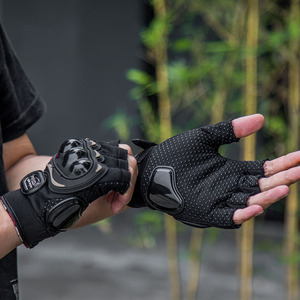 Gants de sécurité demi-doigts en cuir pour moto de course, équipement de sport cross et vélo - Product Image 5