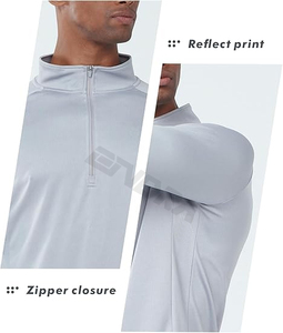 100% poliéster Fitness camiseta hombres manga larga cremallera pulóver transpirable Activewear entrenamiento gimnasio entrenamiento compresión sudadera - Product Image 5