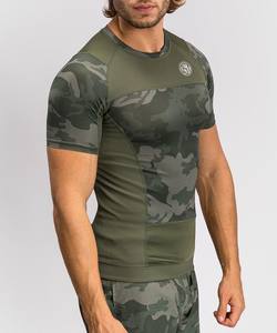 Ventes en gros de rashguards de boxe pour le kimono de jiu-jitsu, entraînement musculaire, manches courtes, extensible, séchage rapide, vêtements de sport, logo personnalisé - Product Image 3