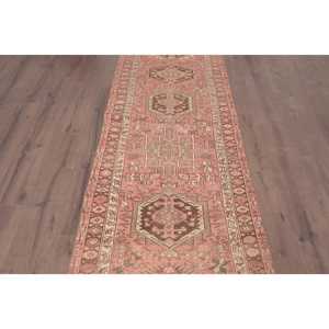 3x13.5 ft Turkish <b>Runner</b> Rug, <b>Red</b> Brown Vintage Bordered Wool Rug - Product Image 3