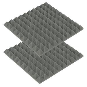 Panneaux acoustiques en bois, lot de 2, 0,5 m x 0,5 m, épaisseur 2 pouces, forme pyramidale, gris, pour entrepôt et usage extérieur - Product Image 1