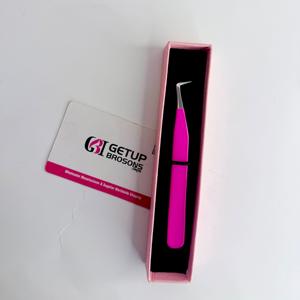 GETUP BROSONS 90 Pince à épiler pour cils en acier inoxydable, finition poudrée, pointe de précision lisse argentée, emballage boîte rose - Product Image 6