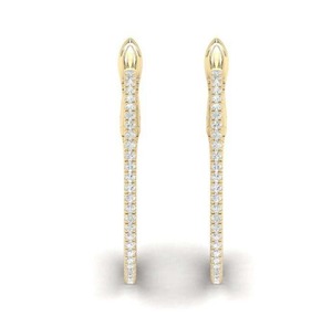 Pendientes de Aro Pequeños Clásicos de Oro Sólido de 14K/18K con Diamantes Sintéticos de Corte Brillante y Baño de Rodio, para Mujer, Formales, Gran Venta - Product Image 3