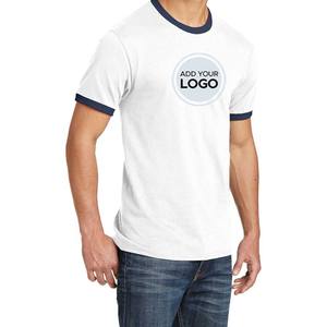 Venta al por mayor de los hombres 50/50 cuello redondo de manga corta Ringer camiseta 50% Algodón 50% poliéster camisetas - Product Image 6