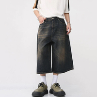 Short en jean de haute qualité jean droit décontracté en denim brut taille moyenne bouton décoration hommes jean en denim short en détresse