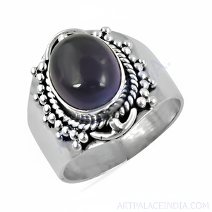 Art Palace Vintage 925 <b>Silver</b> Oval Cut Amethyst Bezel Setting Gemstone <b>Ring</b> Women's Everyday Wear Gift - Product Image 3