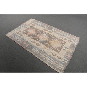 Tapis turc vintage 3,6x5,5 pi (111x169 cm), tapis Kilim gris camouflage - Product Image 2