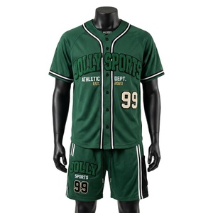 Ensemble short de baseball pour homme en maille polyester respirante, avec empiècements latéraux vert et blanc, broderie en twill, logo personnalisé - Product Image 1