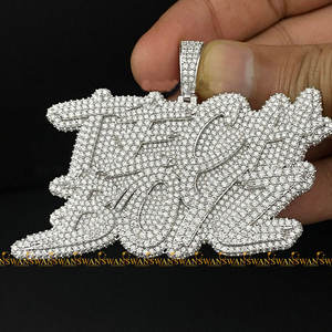 Lujo 925 plata esterlina corte brillante Moissanite diamantes totalmente helado estilo Hip Hop fiesta desgaste colgante rodio chapado regalo - Product Image 3