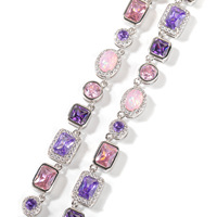 Collar de Cadena con Eslabones de Piedras Preciosas Moradas y Amarillas de 8mm, Estilo Hip Hop, Pulsera de Ópalo con Circonitas Cúbicas de Colores, Joyería Vintage