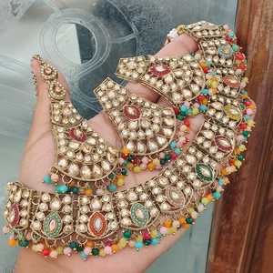 Traditional Necklace Set With Maang Tikka And <b>Beautiful</b> <b>Earrings</b> Indian Manufacturer And Wholesaler Of Premium Quality Jewelry - Product Image 3