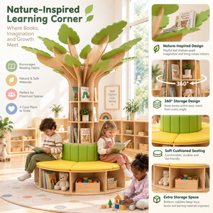 Meubles en bois Montessori pour enfants : Arbre de lecture, bibliothèque, étagère, ensembles de livres et coin de jeu pour la maternelle, la garderie et la bibliothèque - Product Image 2