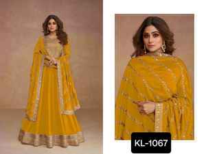 Designer indien pakistanais Salwar Kameez costume indien porter Georgette fil broderie main travail robes fête porter Net Saree - Product Image 6