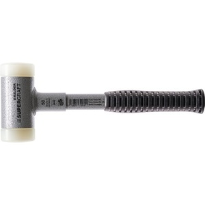 Marteau à tête souple Supercraft pour outils d'atelier, longueur 295 mm, diamètre de la tête 35 mm, tube en acier sans recul, nylon dur blanc HALDER - Product Image 1