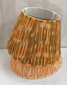 Abat-jour en tissu de lin bleu vert ikat pour lampe suspendue et lampadaire avec anneau supérieur E27 et anneaux inférieurs - Product Image 4