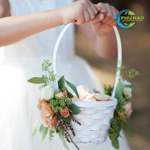 CESTA DE FLORES DE Mimbre Vietnamita Ecológica, Cesta de Campo Vintage de Fruta de Ratán, Cesta Hecha a Mano para Exhibiciones Florales - Product Image 6