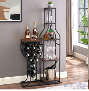 Grande barre industrielle avec rangement en verre. Porte-bouteilles en métal disponible au prix de gros. - Product Image 1