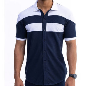 Personnalisable Hommes Été Casual Imprimé Marine Motif Chemise 100% Coton Popeline Respirant Anti-Rétrécir Anti-Rides Marine Jersey - Product Image 1