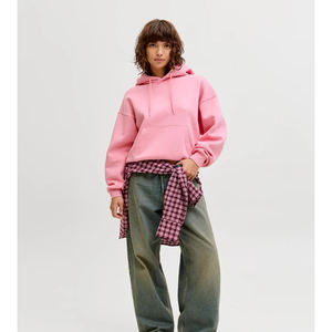 เสื้อฮู้ดดี้ผู้หญิง/ผู้ชาย ผ้าฝ้าย ทรงโอเวอร์ไซส์ แบบเรียบ ไม่มีลาย สกรีนโลโก้ได้  ทรงครอป  ผ้าหนา  ใส่สบาย  ทรงหลวม - Product Image 3