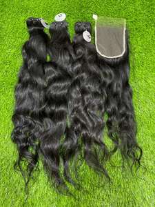 Vente en gros de cheveux humains indiens bruts à cuticules alignées à 100% mèches droites de cheveux Remy de couleur naturelle - Product Image 2