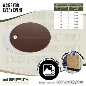 Fabriqué en Italie laminé jetable rond brun et blanc planche à gâteau carton taille différente prêt à expédier - Product Image 4