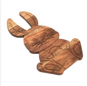 Petit canard deux sections plateau en bois naturel avec porte-boissons en bois Animal cuisine Snack assiette pour enfants assiette de canard décorative - Product Image 6