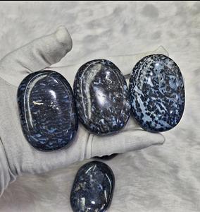 Piedra de Palma de Gabro Índigo, Piedras de Palma de Gabro Índigo, Alivio de la Ansiedad y el Estrés - Piedra de Palma de Ágata de Grado AAA, Piedra Curativa - Product Image 2