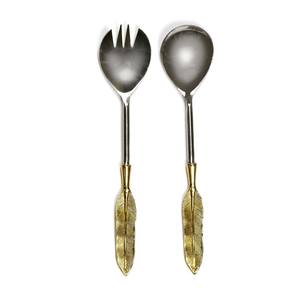 Mango de diseño cónico tradicional de acero inoxidable, conjunto de servicio Apto para lavavajillas de ensaladas, chapado en PVD, oro rosa - Product Image 4