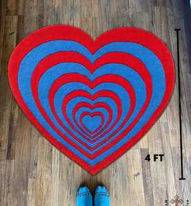 KNOT Hand Tufted Wool Rug 'Home Heart Is' Striped Design Soft Touch Multicolor Customizable Size for Door Space Living Rooms - Product Image 1