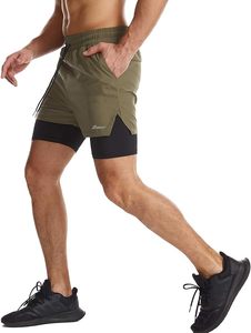 <b>Men's</b> 2 in 1 Running <b>Shorts</b> Quick Dry Athletic <b>Shorts</b> with Liner Workout <b>Shorts</b> with Zipper Pockets and <b>Towel</b> Loop - Product Image 2