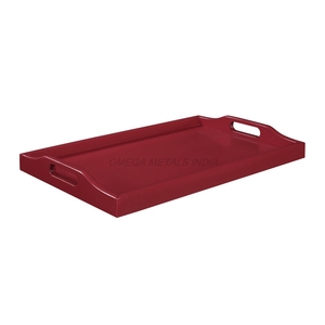 Handmade Wooden <b>Tray</b> in Bold Red Color with Sleek Rectangular Shape and Smooth Finish Ideal for <b>Serving</b> and Display - Product Image 1