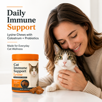 Vente en gros de friandises à mâcher molles à la lysine pour soutenir l'immunité des chats, complément alimentaire pour la santé respiratoire féline, probiotiques digestifs, 100g