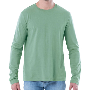 Camiseta de Manga Larga de Algodón de Alta Calidad en Colores Sólidos para Hombre, Camiseta Deportiva Ajustada con Cuello Redondo y Manga Larga para Hombre - Product Image 1