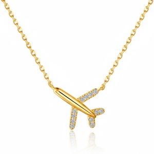 Collares con Colgante de Avión de Moissanita Color D VVS1 para Mujer, Dijes Pequeños Únicos, Joyería de Plata de Ley 925, Corte Brillante, Moderno - Product Image 2
