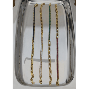 Serena Baguette <b>Emerald</b> Tennis Link Bracelet 14k Solid Gold AA+ Clarity Lobster Clasp Closure Fashionable Jewelry Accessory - Product Image 6