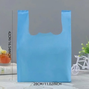 Sac de t-shirt en plastique épais de qualité supérieure jetable et réutilisable de haute qualité Shopping pratique beaucoup de couleurs pour l'emballage - Product Image 6