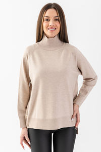 Women's Knitwear Turtleneck Tunic Breathable Button Detailed Custom OEM Service New Fashion High Quality Warm Long Back Sweater - Product Image 2